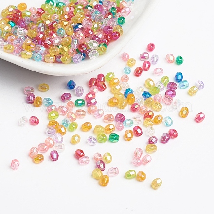 Mixed Color Plating Faceted Round Acrylic Spacer Beads X-PL400-1
