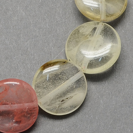 Flat Round Tigerskin Glass Beads Strands G-S110-26-1