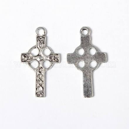 10PCS Antique Silver Cross Tibetan Style Alloy Gothic Pendants X-TIBEP-GC070-AS-RS-1