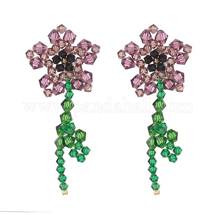 Orecchini pendenti a forma di fiore della vita in cristallo austriaco EJEW-TA00029-03-1