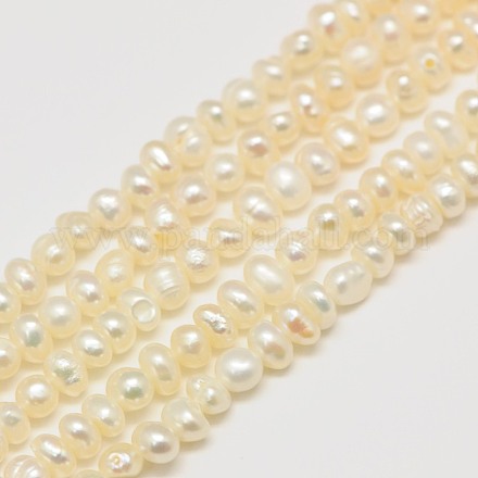 Grado aa fili di perline di perle d'acqua dolce coltivate naturali PEAR-L003-C-03-01-1