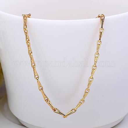 Feine Halsketten mit Stabgliederketten aus 18 Karat vergoldeter Zinnlegierung NJEW-BB10200-18G-1