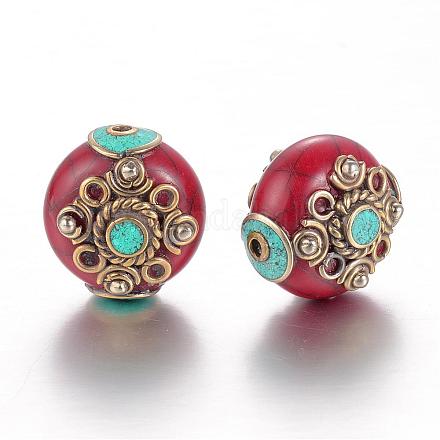 Style tibétain perles de turquoise synthétique KK-K155-03-D-1