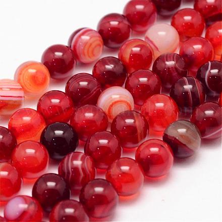Chapelets de perles en agate rayée naturelle/agate à bandes G-K155-B-8mm-01-1