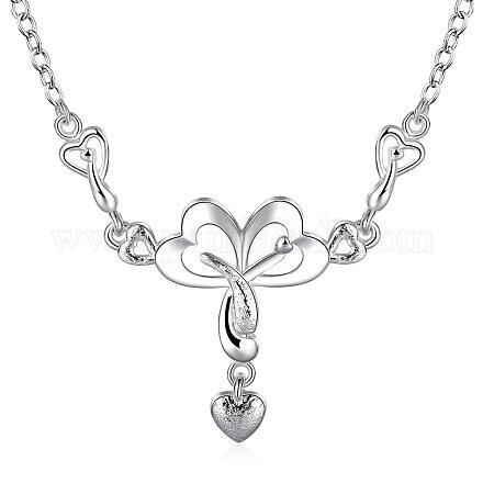 New Fashion Silver Color Plated Brass Heart Cable Chain Necklace Jewelry for Women NJEW-BB00392-1