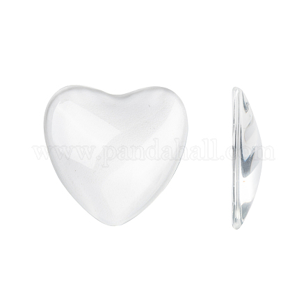 Cabochons cardiaques de verre transparent X-GGLA-R021-30mm-1