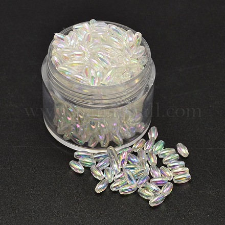 AB Color Plated Rice Electroplated Eco-Friendly Transparent Acrylic Beads PACR-I002-22-1