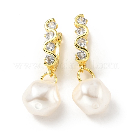 Boucles d'oreilles créoles pendantes en perles de plastique avec zircone cubique transparente EJEW-A070-06G-1