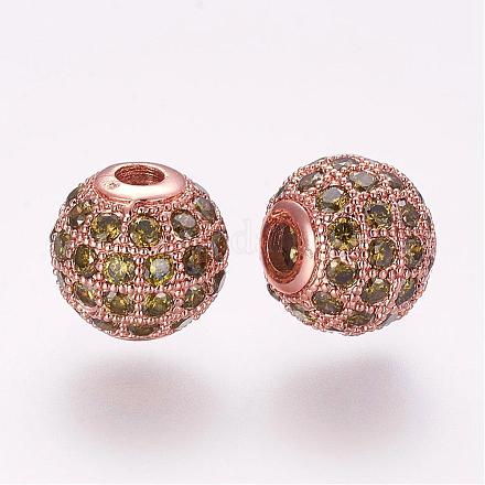 Perles de zircone cubique micro pave en Laiton ZIRC-F054-15RG-02-1