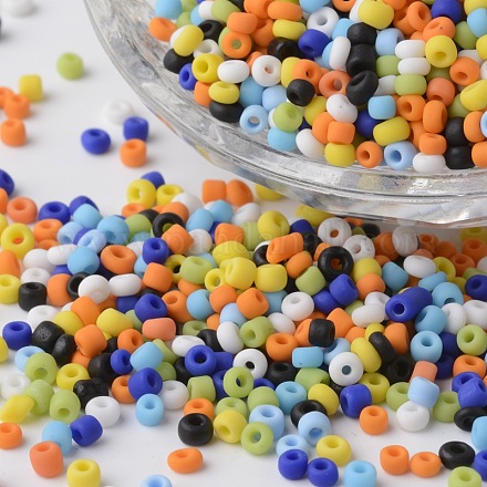8/0 Opaque Colours Frosted Round Glass Seed Beads SEED-K003-3mm-M01-1