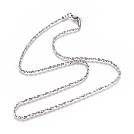 Unisex 304 acero inoxidable collares de cadena de cuerda STAS-D0002-33P-1
