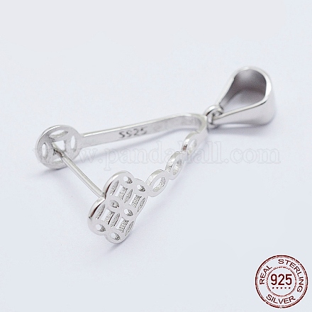 925 gancio per pendente in argento sterling placcato in rodio con micro pavè di zirconi STER-E054-13P-1