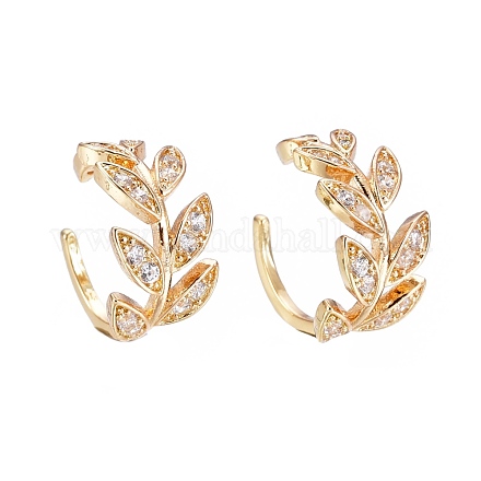 Brass Micro Pave Clear Cubic Zirconia Cuff Earrings X-EJEW-I249-11G-1
