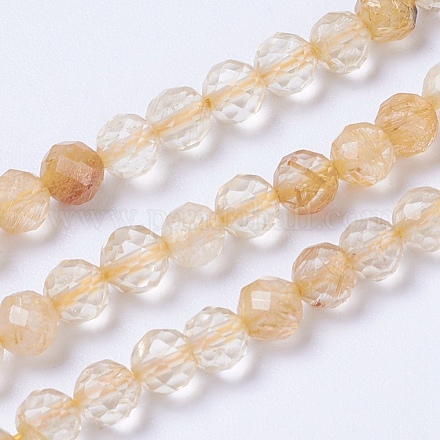 Chapelets de perles en quartz rutiles d'or naturel G-F568-162-4mm-1