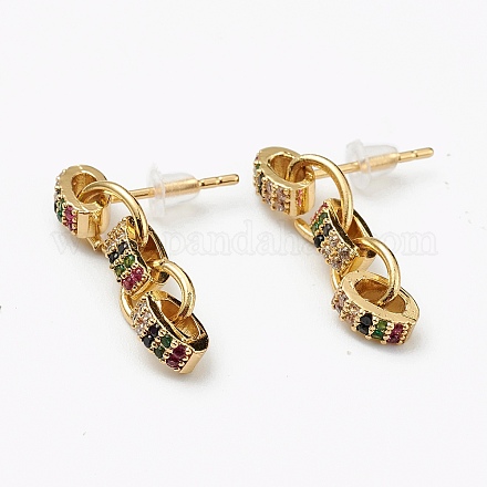 Brass Micro Pave Cubic Zirconia Dangle Earrings X-EJEW-L234-045G-1