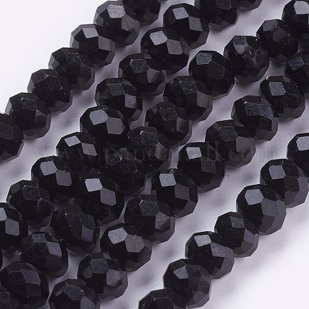 Rondelle Opaque Solid Color Faceted Glass Beads Strands X-EGLA-J047-6x4mm-07-1