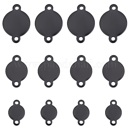 UNICRAFTALE 48pcs 3 Sizes Black Flat Round Connector Charms Stainless Steel Link Charms Blank Tag Link Connectors for Jewelry Making 6/8/10mm STAS-UN0040-34-1