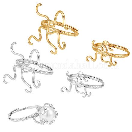 Pandahall elite 4 piezas 4 estilo componentes de anillo de latón ajustable RJEW-PH0005-23-1
