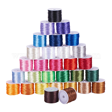 PandaHall 30 Color 1.5mm Rattail Satin Nylon Trim Silk Cord for Chinese Knot NWIR-PH0001-41-1