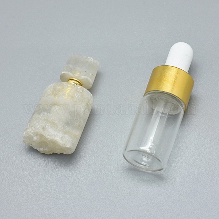 Colgantes de botella de perfume de cristal de cuarzo natural que se pueden abrir G-E556-13C-1
