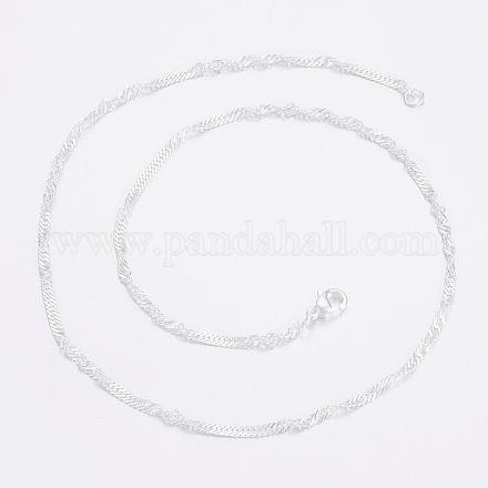 304 Stainless Steel Singapore Chain Necklaces NJEW-H453-09S-1