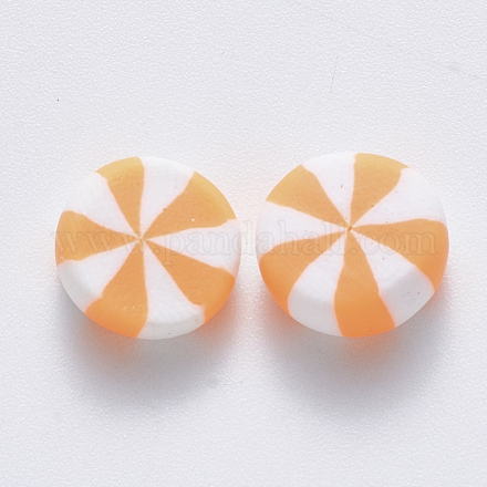手作り樹脂粘土ビーズ  穴なし/ドリルなし  キャンディ  オレンジ  9~11x4.5~6mm X-CLAY-R084-01C-1