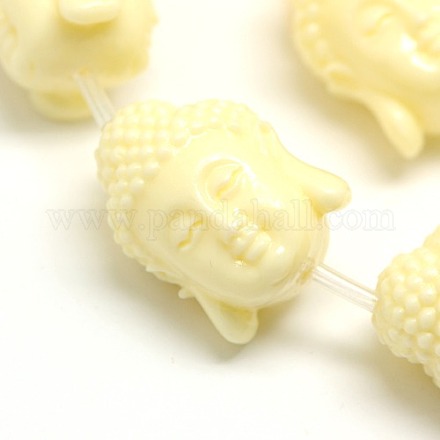 Dyed Synthetical Coral Buddha Head Beads Strands CORA-L008-02-1