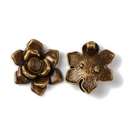 Plaqué look vintage alliage tibétain bronze antique pendentifs de fleurs exotiques X-MLF9764Y-NF-1
