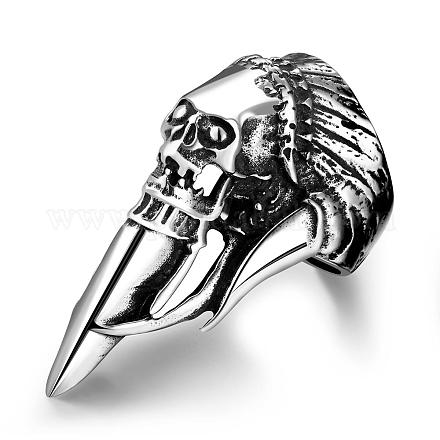 Punk Rock Style 316L Surgical Stainless Steel Skull Rings for Men RJEW-BB01239-8AS-1