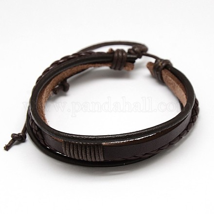 Multi-filamento pulseras de cordón de cera y de cuero de estilo informal unisex de moda BJEW-L295-02-1