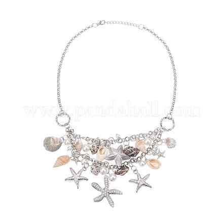 Pandahall элитные модные ожерелья в виде морских звезд и нагрудников-раковин NJEW-PH0001-16P-1
