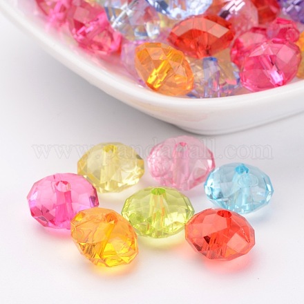 Mixed Color Transparent Acrylic Faceted Rondelle Beads X-PL946Y-1
