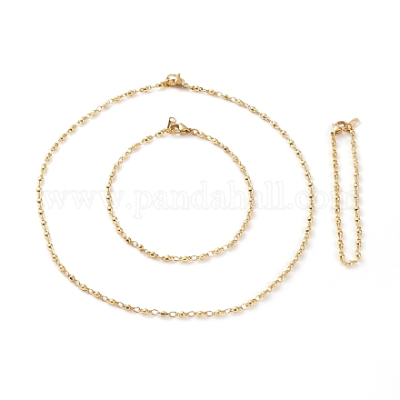 Set di gioielli con bracciale e collana e cavigliere con catena a maglie in ottone SJEW-JS01167-1