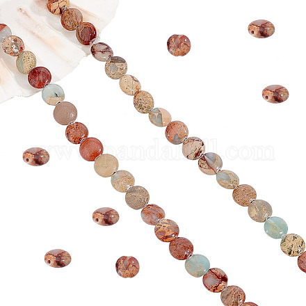 Nbeads 1 rang de perles de jaspe aqua terra naturel brins G-NB0004-21-1
