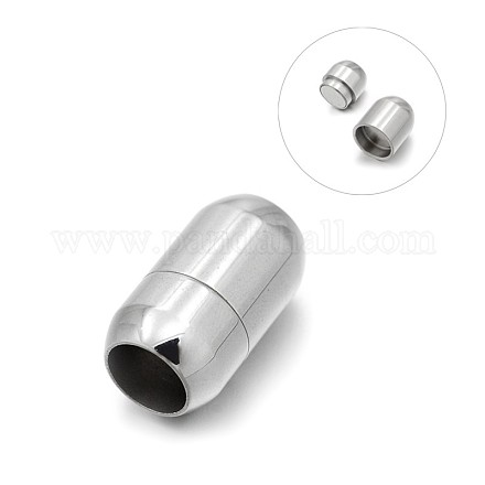 Smooth 304 Stainless Steel Barrel Magnetic Clasps with Glue-in Ends STAS-E089-23G-1