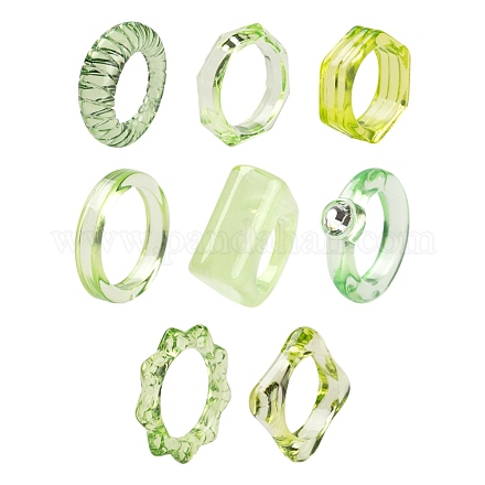 8pcs 8 anillos de dedo de acrílico transparente de estilo RJEW-LS0001-50-1