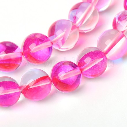 Synthetical Moonstone Round Beads Strands G-M049-8mm-02G-1