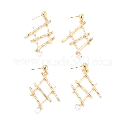 Cubic Zirconia Dangle Stud Earrings for Girl Women ZIRC-Z018-24G-1