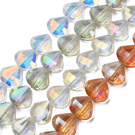 Electroplate Transparent Glass Beads Strands EGLA-N002-36-1