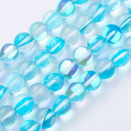 Synthetic Moonstone Beads Strands G-F431-02-10mm-1