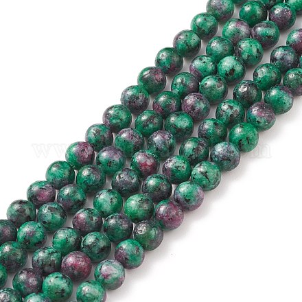 Brins de perles de pierres précieuses naturelles teints ronds X-G-R345-6mm-15-1