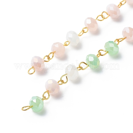 Handgefertigte facettierte Unterlegscheibe-Perlenketten aus galvanisiertem Glas AJEW-SZ0002-41B-1