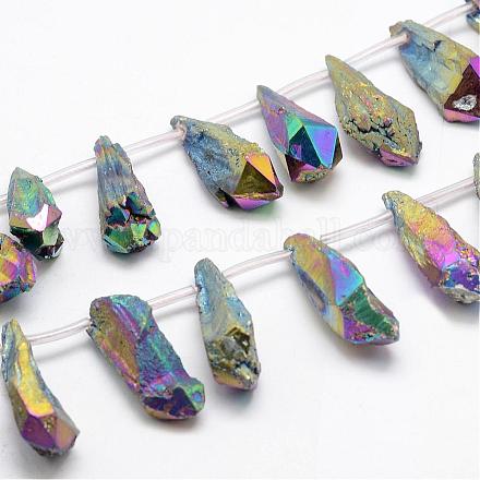 Chapelets de perles de cristal de quartz naturel électrolytique G-G890-B-07-1