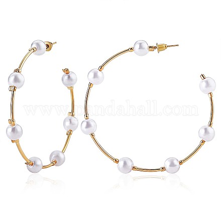 Boucles d'oreilles grand cercle en perles de coquillage JE988A-1