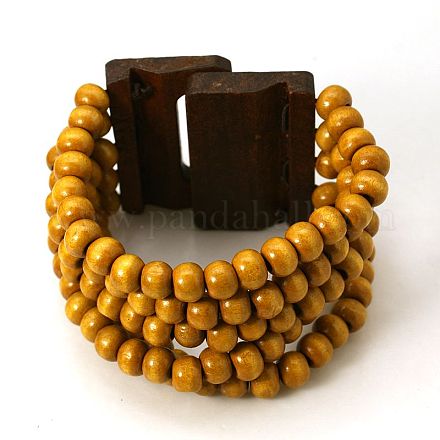 Wood Beads Multi strand Bracelets BJEW-E081-1K-1