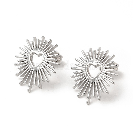 304 Stainless Steel Hollow Out Heart Stud Earrings for Women EJEW-E271-02P-1