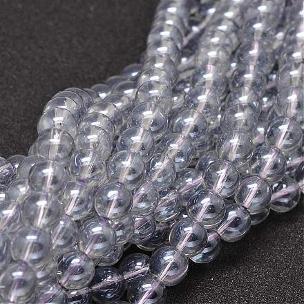 Arcobaleno pieno placcato intorno elettrolitico perle di vetro fili EGLA-I003-8mm-1