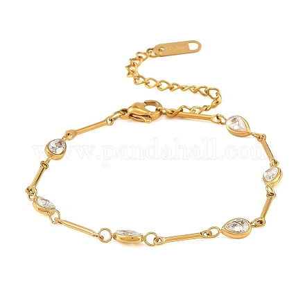 Armbänder aus Edelstahl 304 mit Pavé-Fassung und klaren Zirkonia für Damen SA-CBAABBA-07A-G-1