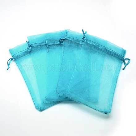 オーガンジーバッグ巾着袋  高密度  長方形  ディープスカイブルー  7x5cm X-OP-T001-5x7-21-1