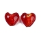 Handmade Silver Foil Lampwork Glass Beads, Heart, Red, 14.5~15.5x15~15.5x9~10mm, Hole: 1.8mm